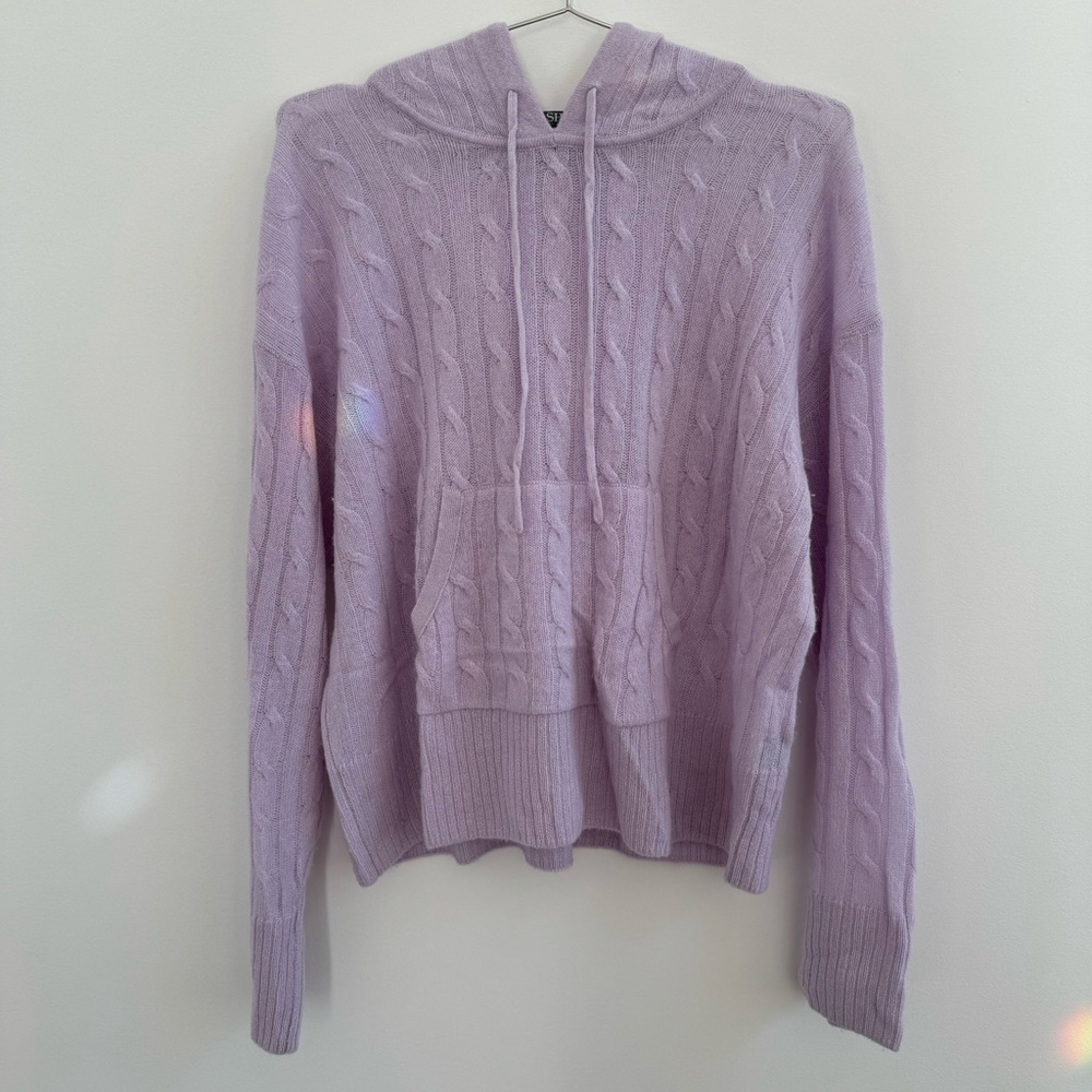 Lavender Cable Knit Hoodie Sweater